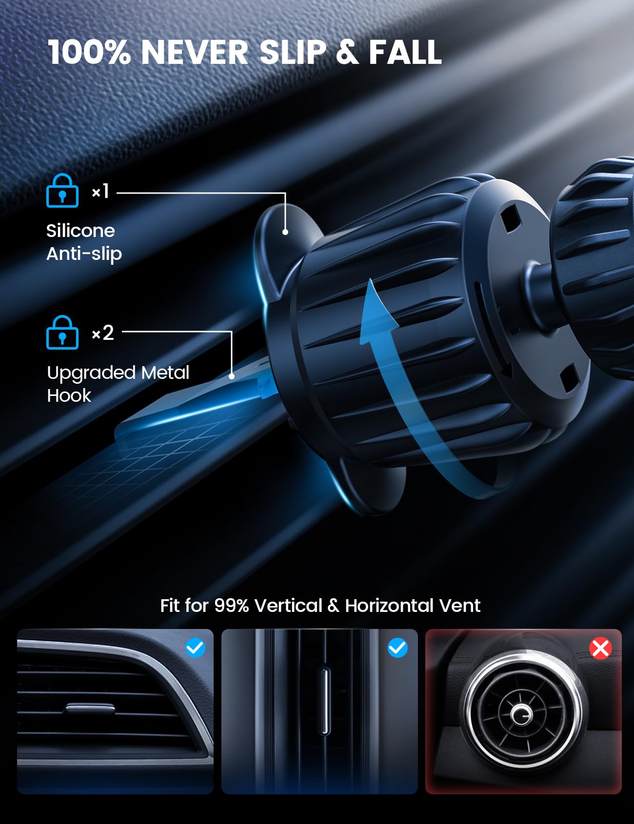 Lamicall 15W for Magsafe Car Mount Charger - [3-in-1 Upgraded Intelligent Chip] 360° Wireless Car Phone Holder Charger Vent Dashboard Magnetic Phone Holders for Your Car for iPhone 16 15 Pro Max