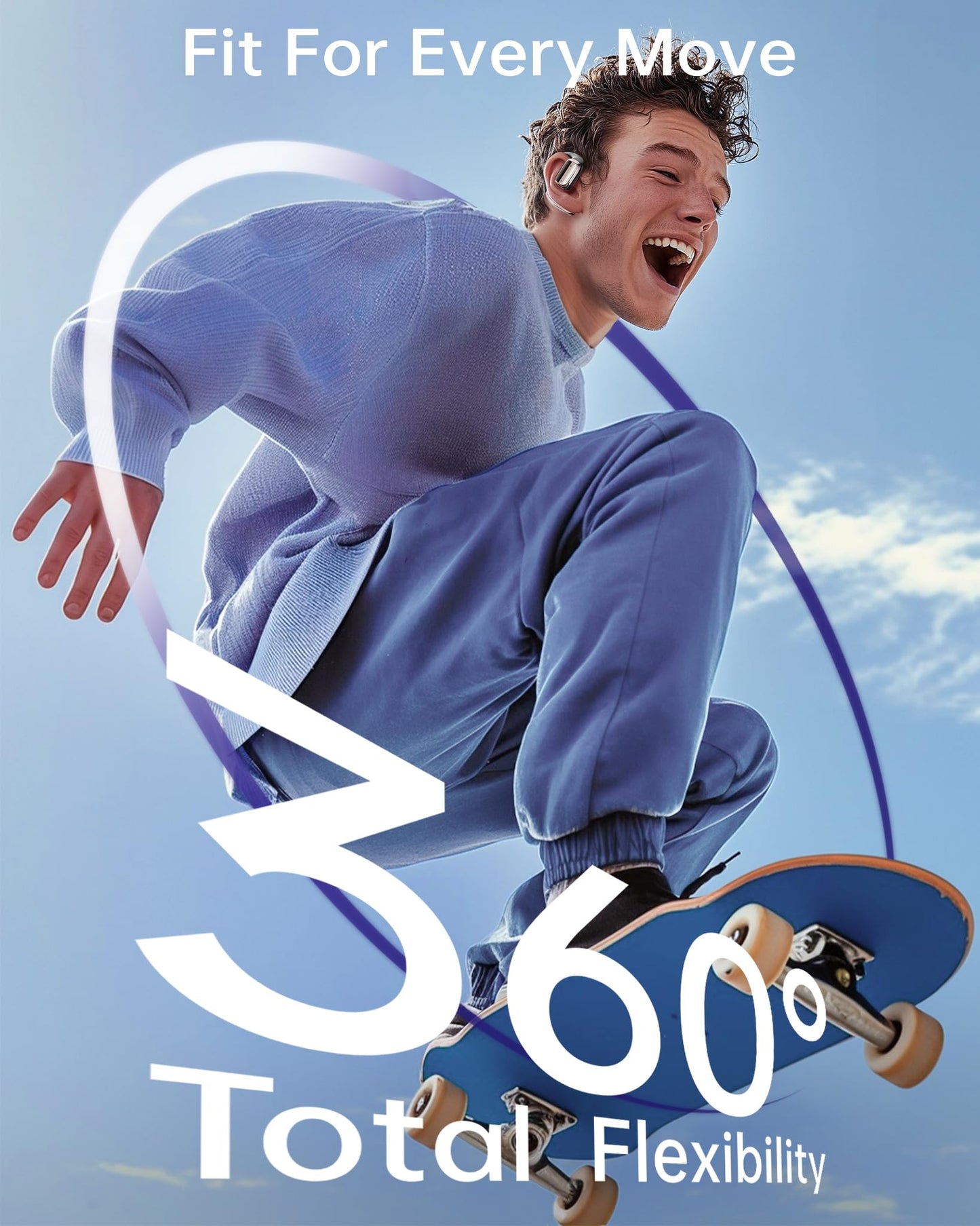 DARONGFENG Open Ear Wireless Bluetooth Headphones, Pain-Free Air Conduction Ear Buds with LED Digital Display Charging Case, Sweat Resistant for Running, Safe Driving, and Extended Daily Use