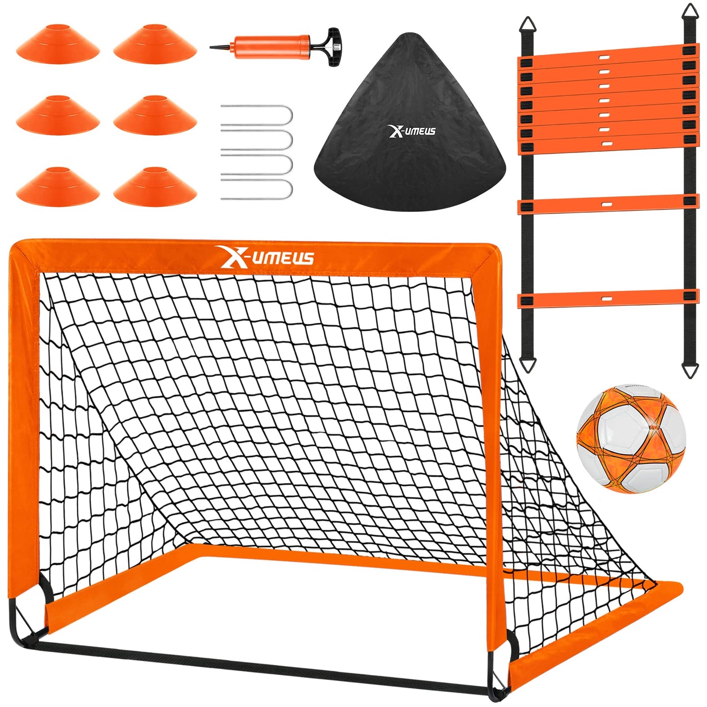 Kids Soccer Goals for Backyard, 4x3 ft Pop Up Soccer Goal Training Equipment with Soccer Ball, Agility Ladder and Cones, Portable Soccer Nets for Backyard for Youth Outdoor Sports Games