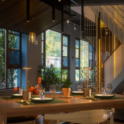 YIBEN 2Pack Cordless Table Lamp, Rechargeable LED Battery 5000mAh Metal USB Portable Powered Desk Lamp, 3 Levels Brightness Light for Restaurants Outdoor (2pack 10.25in Titanium)