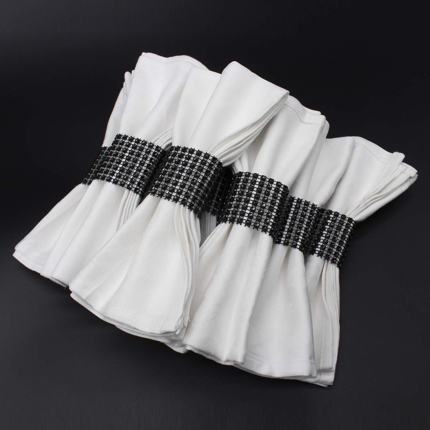 KPOSIYA Napkin Rings, Pack of 120 Rhinestone Napkin Rings Diamond Adornment for Place Settings, Wedding Receptions, Dinner or Holiday Parties, Family Gatherings (120, Black)