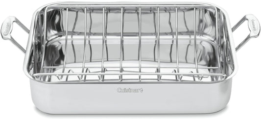 Cuisinart 16-Inch Roaster, Chef's Classic Rectangular Roaster with Rack, Stainless Steel, 7117-16URP1