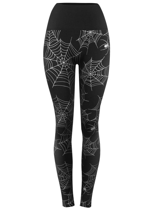 Eliacher Halloween Leggings for Women Plus Size Brushed Stretch Seamless Halloween Leggings (US 8-14)
