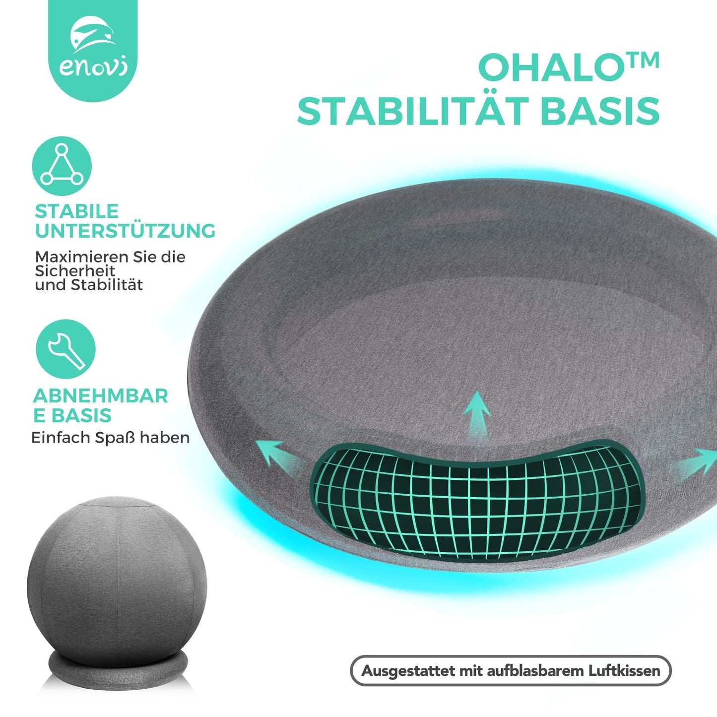 ENOVI ProBalance Deepspace Grey Yoga Ball Chair, 65cm, FG