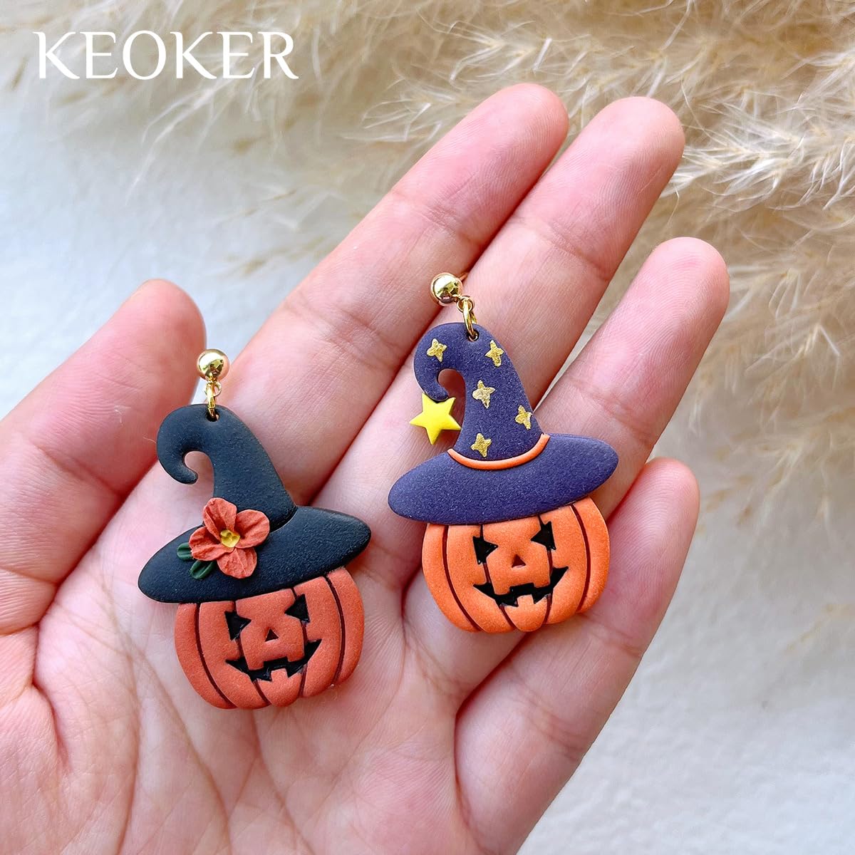 Keoker Halloween Clay Cutters, Clay Cutters for Halloween Earrings Making, 10 Shapes Halloween Clay Earrings Cutters, Halloween Polymer Clay Cutters (Earrings Clay Cutters 1)