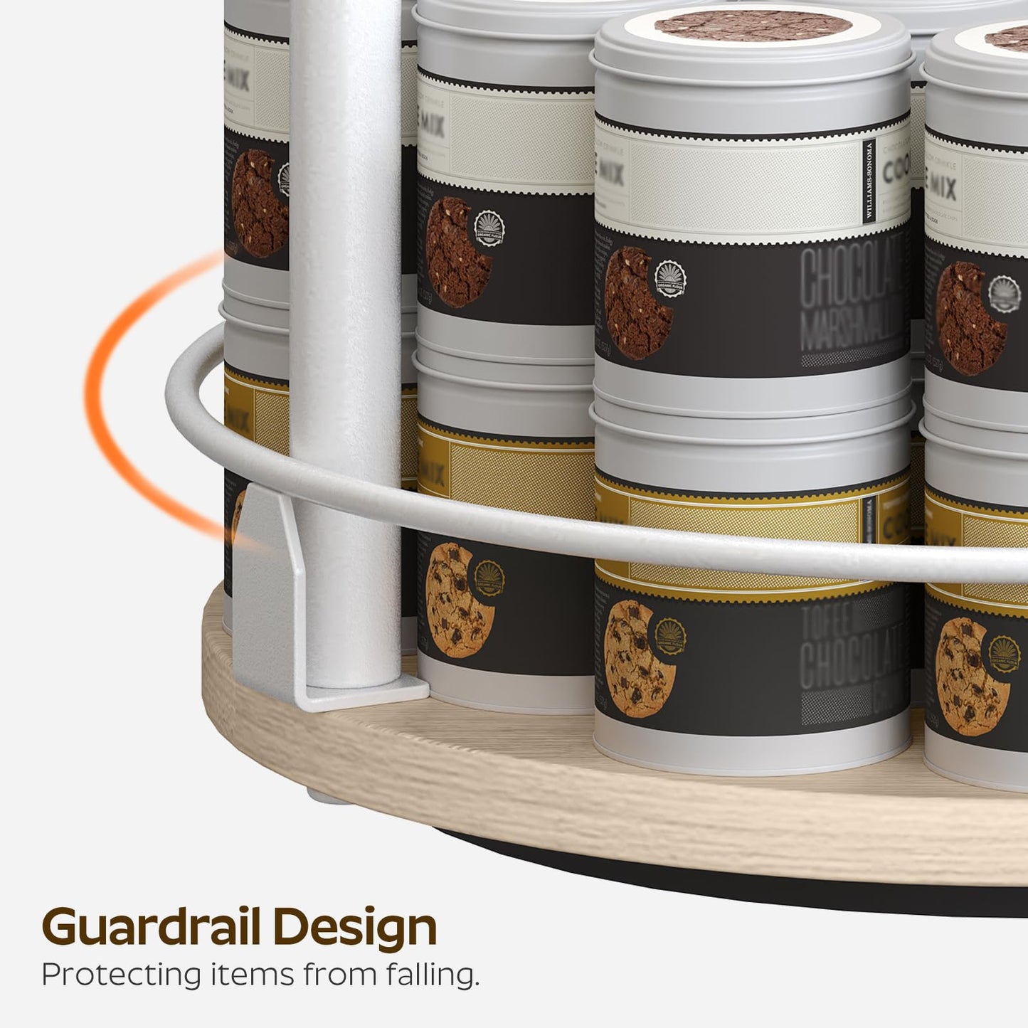 3-Tier Lazy Susan Organizer, Rotating Spice Rack, Spinning Organizer, Industrial Turntable Spice Rack Organizer for Cabinet, Kitchen Countertop, Pantry, Rustic Brown and Black SR23BR