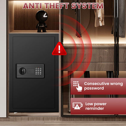 3.5 Cu ft Large Fireproof Safe, Safe Box Fireproof Waterproof, Digital Security Home Safes With Programmable Keypad & Removable Shelf, Fire Proof Safes for Home Document Money Firearm Valuables