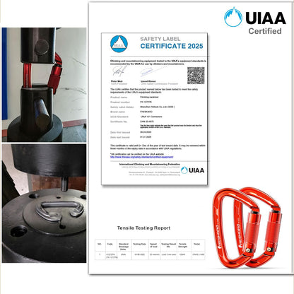 FresKaro Climbing Carabiner Clips Heavy Duty, UIAA Certified 25kN Auto Locking Carabiners, Twist Lock, 7075 Aluminium, Lightweight, Rust Free, for Rappelling, Hiking etc, 4Inch, Red, 2 Pack