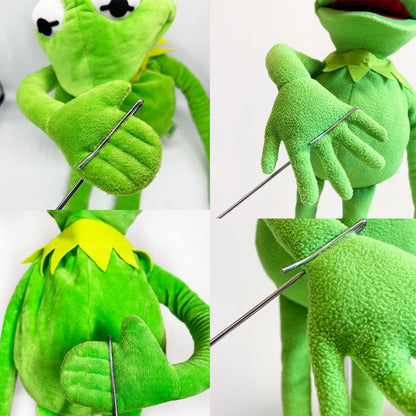 Kermit Frog Puppet with Puppets Control Rod & 50 Pcs Kermit The Frog Puppet Stickers, Hand Kermit Puppet Soft Stuffed Plush Toy for Boys & Girls - 24 Inches