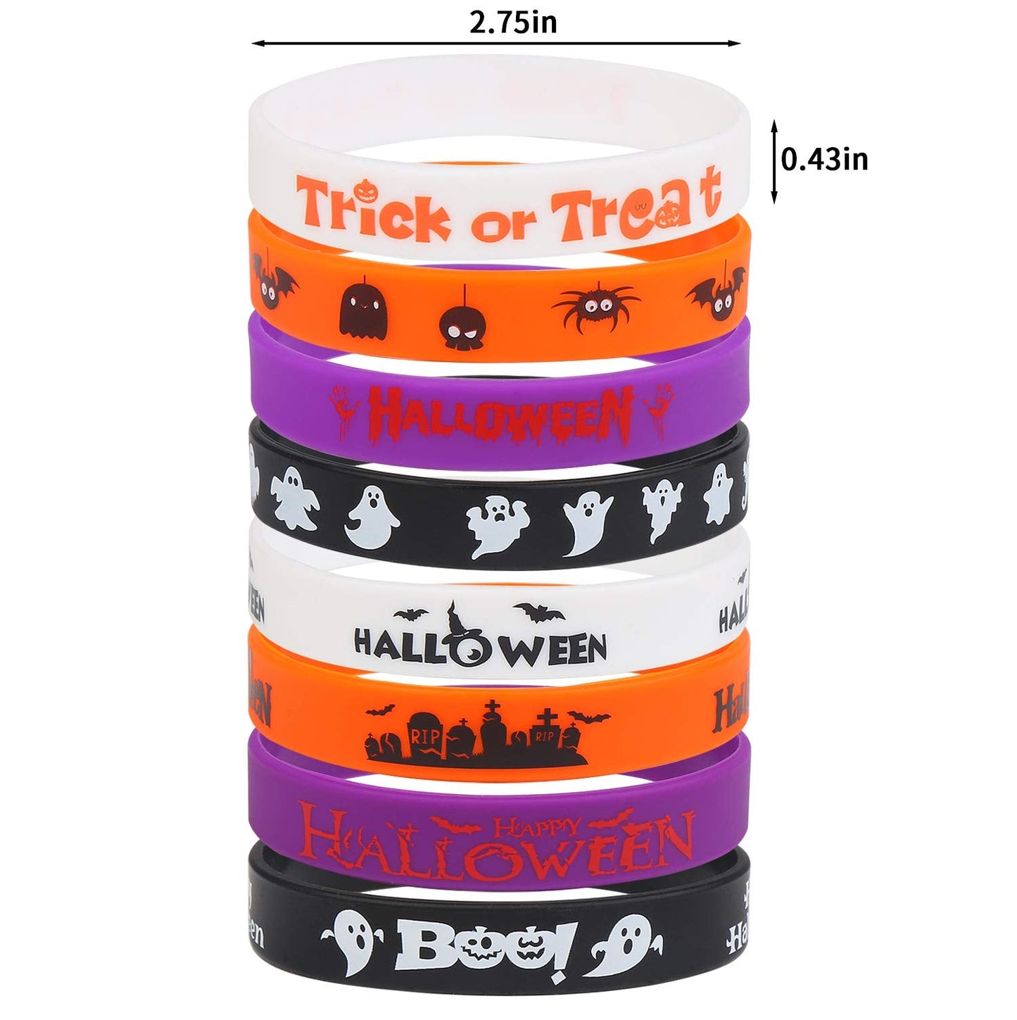 DIYASY Halloween Silicone Wristbands,40 Pcs Rubber Bracelets Halloween Party Favor Trick or Treat Gifts and Goodie Bag Fillers