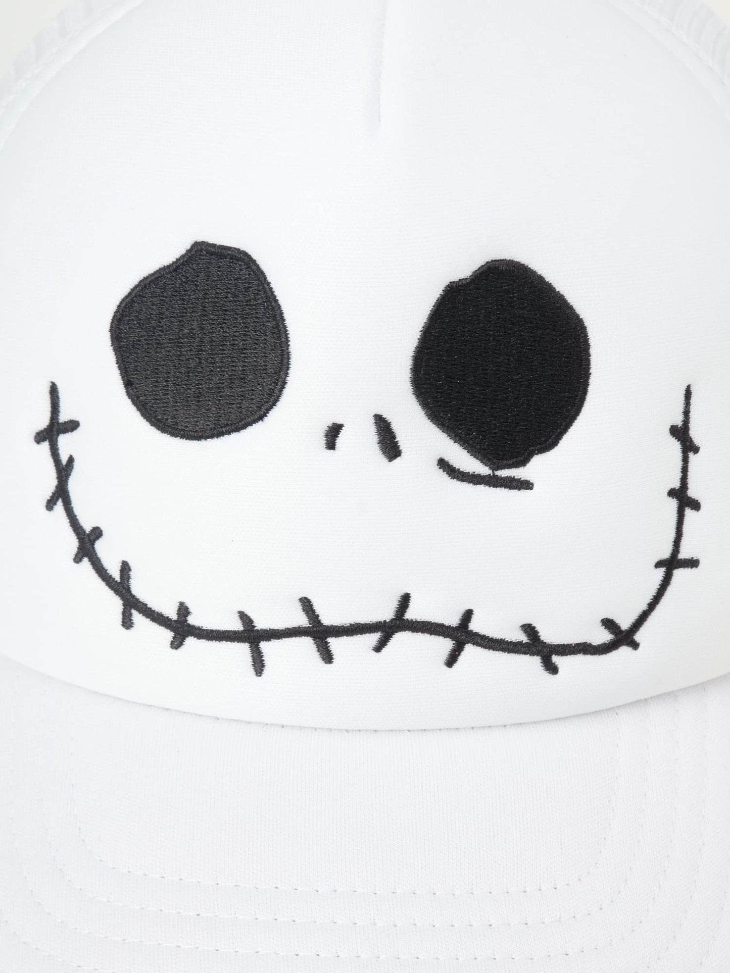 Disney Nightmare Before Christmas Trucker Hat, Snapback Baseball Cap for Men, Jack Skellington White