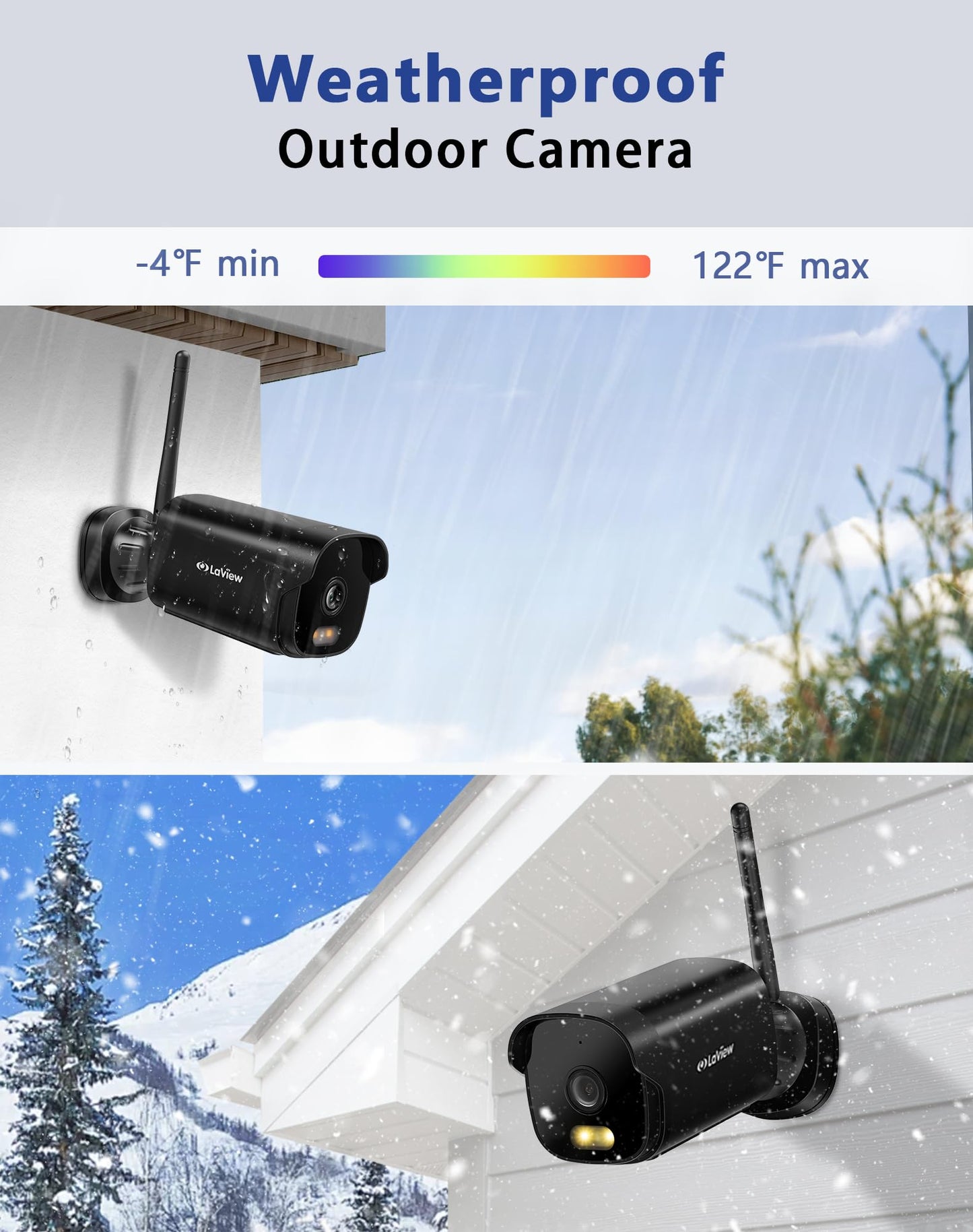 LaView 4K Outdoor Security Cameras,8MP HD Cameras for Home Security with AI Human Detection,IP65 Waterproof,2-Way Talk,Clear Night Vision,2.4G WiFi,SD Card Slot&US Cloud Storage,Work with Alexa(4pcs)
