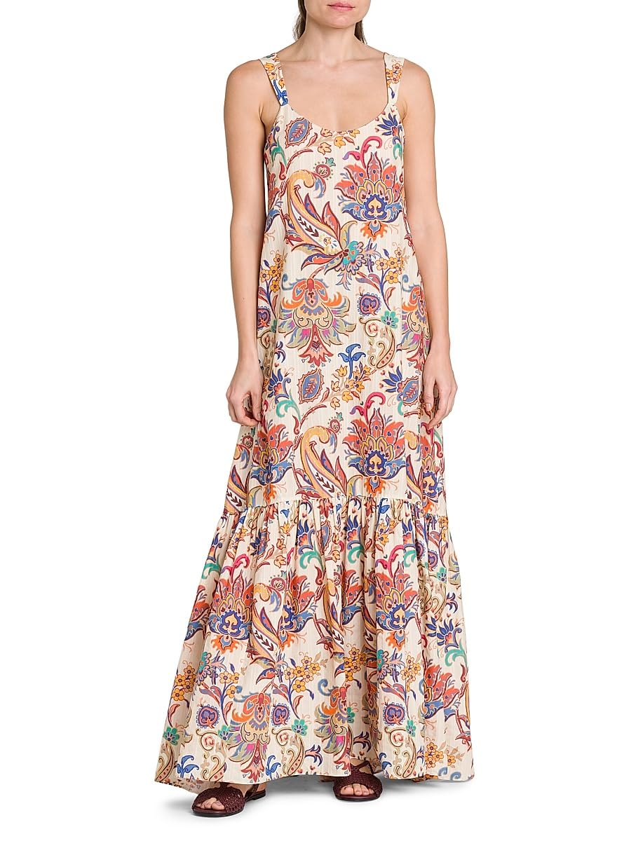 Etro, Floral Tapestry Tank Maxi Dress, 38 (2), Stampa Bianco