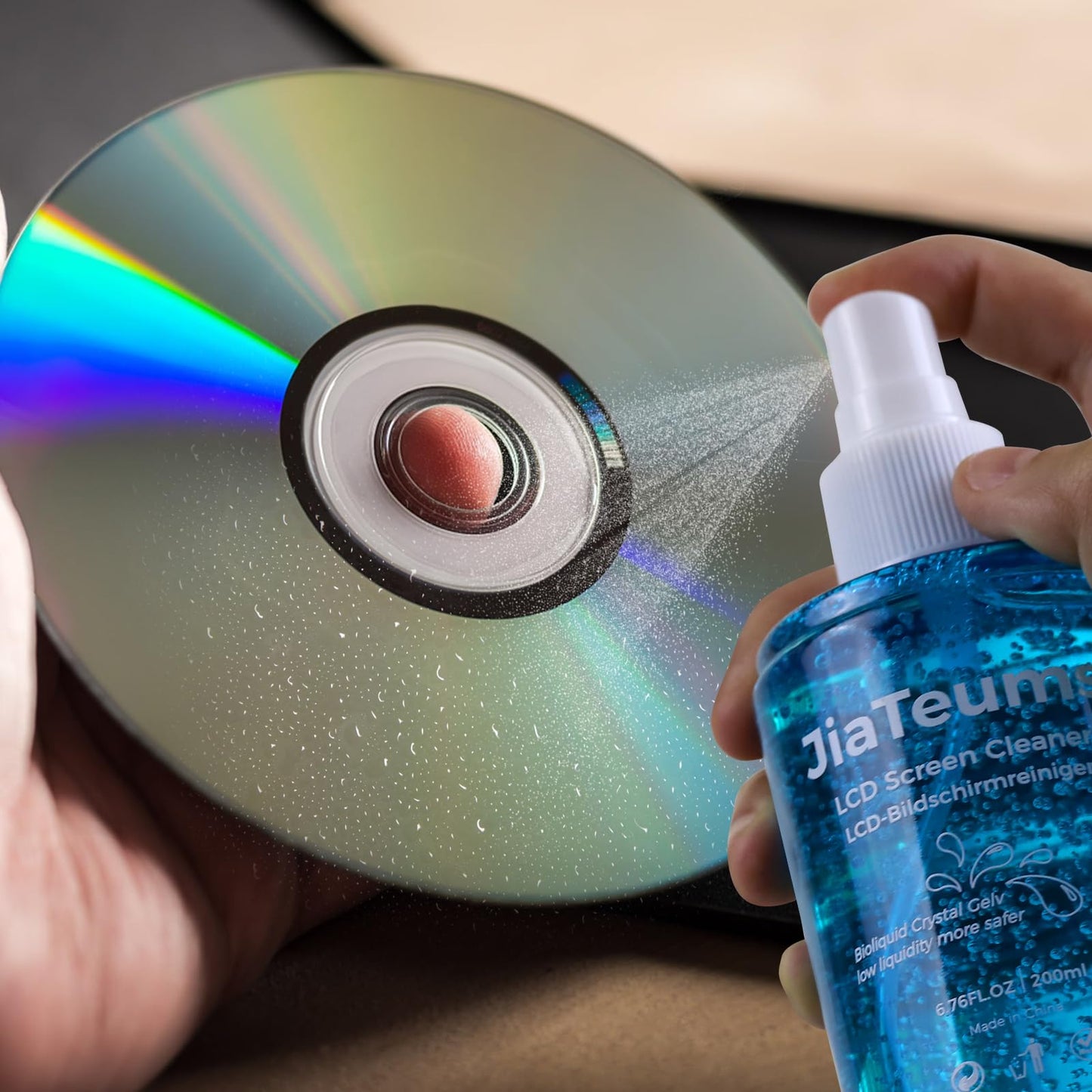 JiaTeums TV Screen Cleaner, Non-Drip Touchscreen Spray with Wiper for CD Disc Laptop Phone Tablet Computer Lens(200ml)