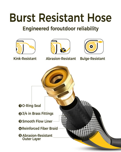 GLAHODEN Retractable Garden Hose Reel 1/2 in x 130 ft, 2025 Upgraded Dual Ratchet Lock UV & Freeze Protection Brass Seal Slow Retraction Anti-Tangle Hose 180°Swivel Reinforced Scaffold Wall Mount