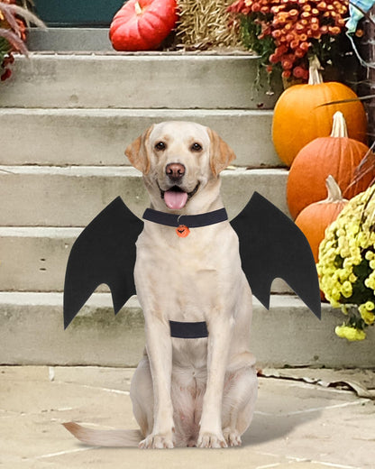 Dog Halloween Costumes for Large Dogs, Dog Bat Wings with Pumpkin Bell Pet Halloween Cosplay Party Dress Up (Large)