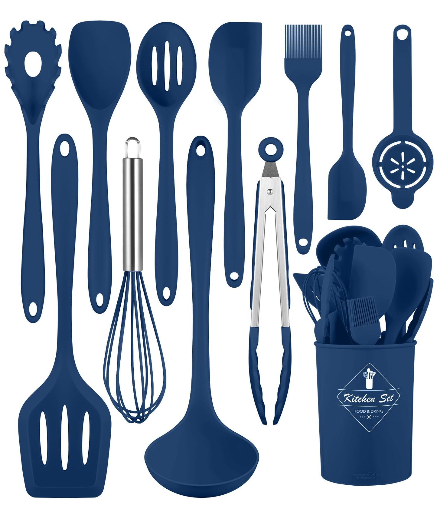 Kitchen Utensils Set-12 Pieces Silicone Cooking Utensils Set (Dishwasher Safe) 392°F Heat Resistant Spatula Set,Kitchen Utensil Set for Nonstick Cookware,Best Kitchen Tools with Holder