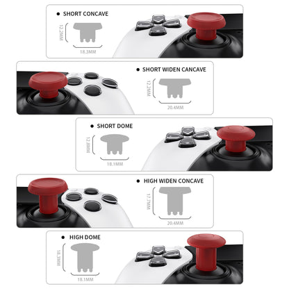 eXtremeRate ThumbsGear Interchangeable Thumbsticks for PS5 Edge Controller, Replacement Carmine Red Analog Thumb Sticks Caps for PS5 Edge Controller - 4 Heights 3 Surfaces Grips - NO Thumbstick Base