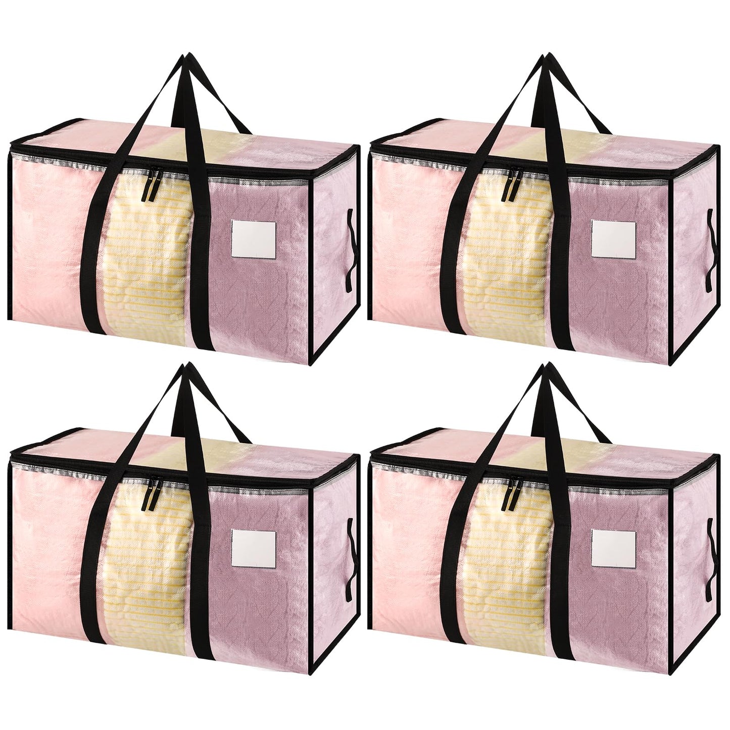 Dntorx 4 Pack Large Clothes Storage Bags with Lids Clear Moving Bags Heavy Duty Moving Totes Packing Bags with Zips for Moving Clothes Bedding Duvet Toys Christmas Storage Containers