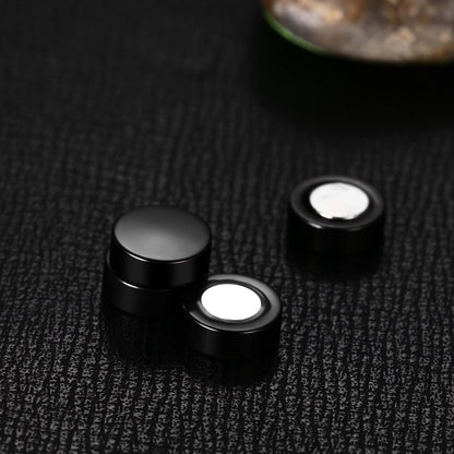 Flongo Men's Women Punk 6-12mm Stainless Steel Black Magnetic Non-piercing Clip Fake Cheater Stud Earrings