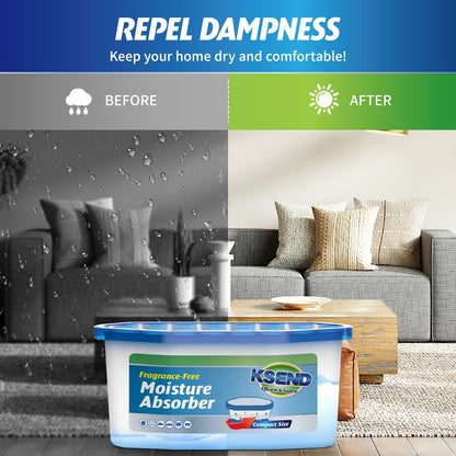 Ksend Moisture Absorbers, 12 Pack, Compact Dehumidifier for Closet, Efficient Humidity Absorber Boxes, Moisture Absorber for Closet, Odor Eliminator with Fragrance Free, Blue, 6.4oz, 300ml