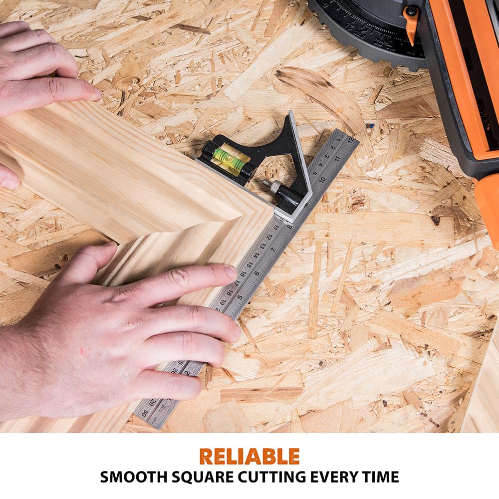 Evolution Power Tools R185SMS+ Sliding Miter Saw with Multi-Material Cutting, 45 Degree Bevel, 50 Degree Miter, 210 mm Slide, Blade Included Cuts Wood Plastic Metal & More, 7-1/4"