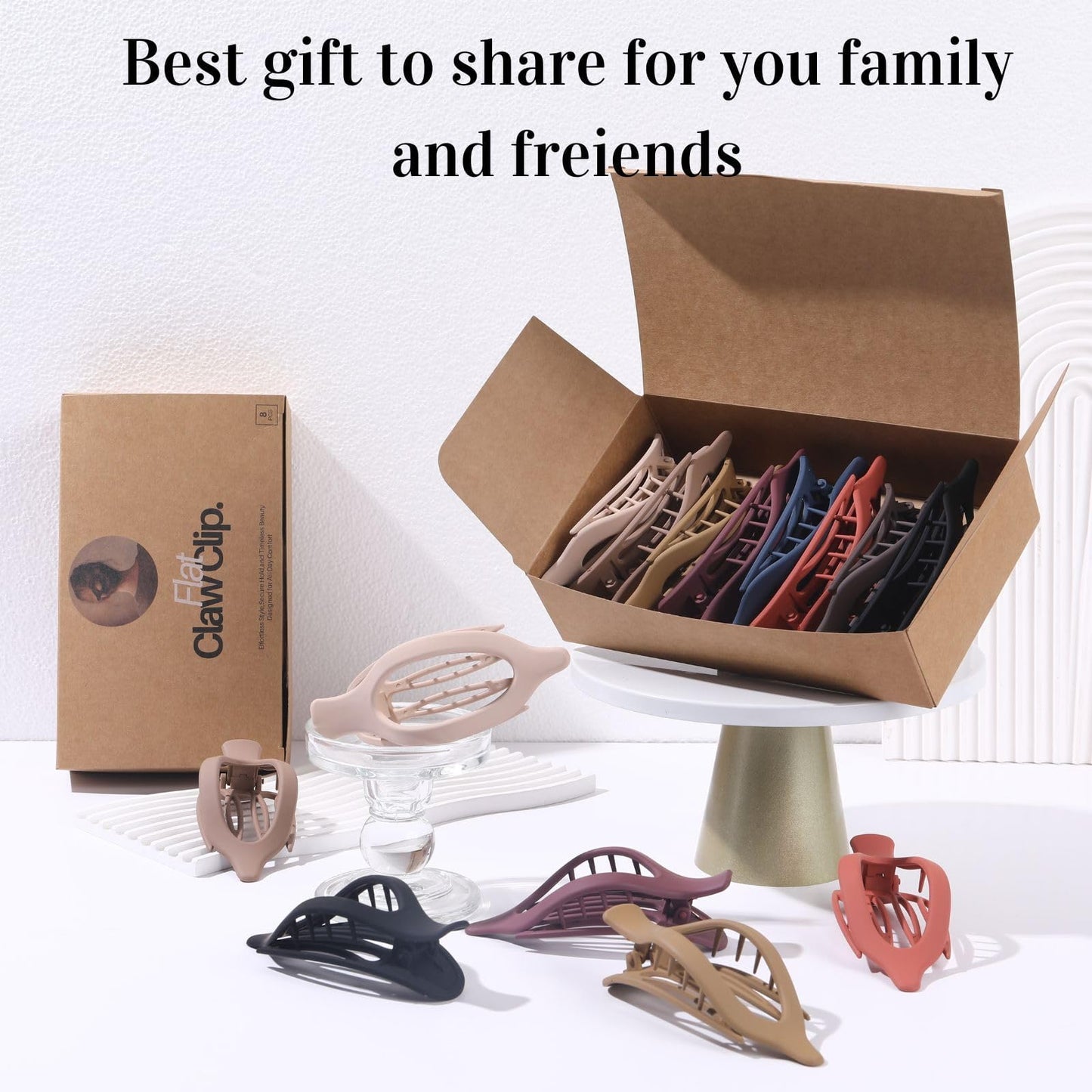 8 Pack Flat Hair Clips for Women,Matte No Crease Flat Claw Clips, Large Strong Hold Barrettes for Thick & Thin Hair, French Duckbill Styling Accessories