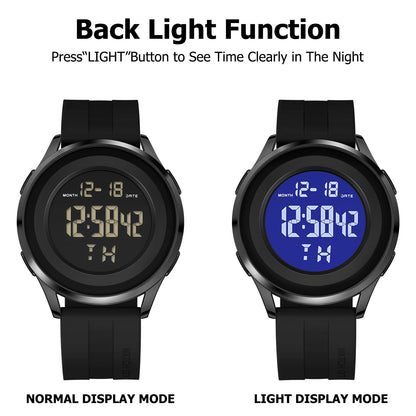 COSSINIGE Mens Digital Waterproof Military Watch for Men Silver Dive Tactical Sports Minimalist Ultra-Thin Wrist Watch