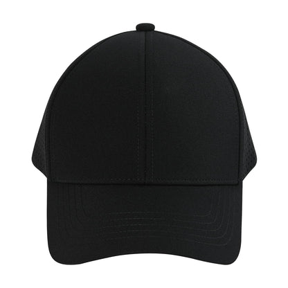 VOBOOM Men Quick Dry Baseball Cap Laser Cut Mesh Ball Curved Brim Snapback Hat (Black)