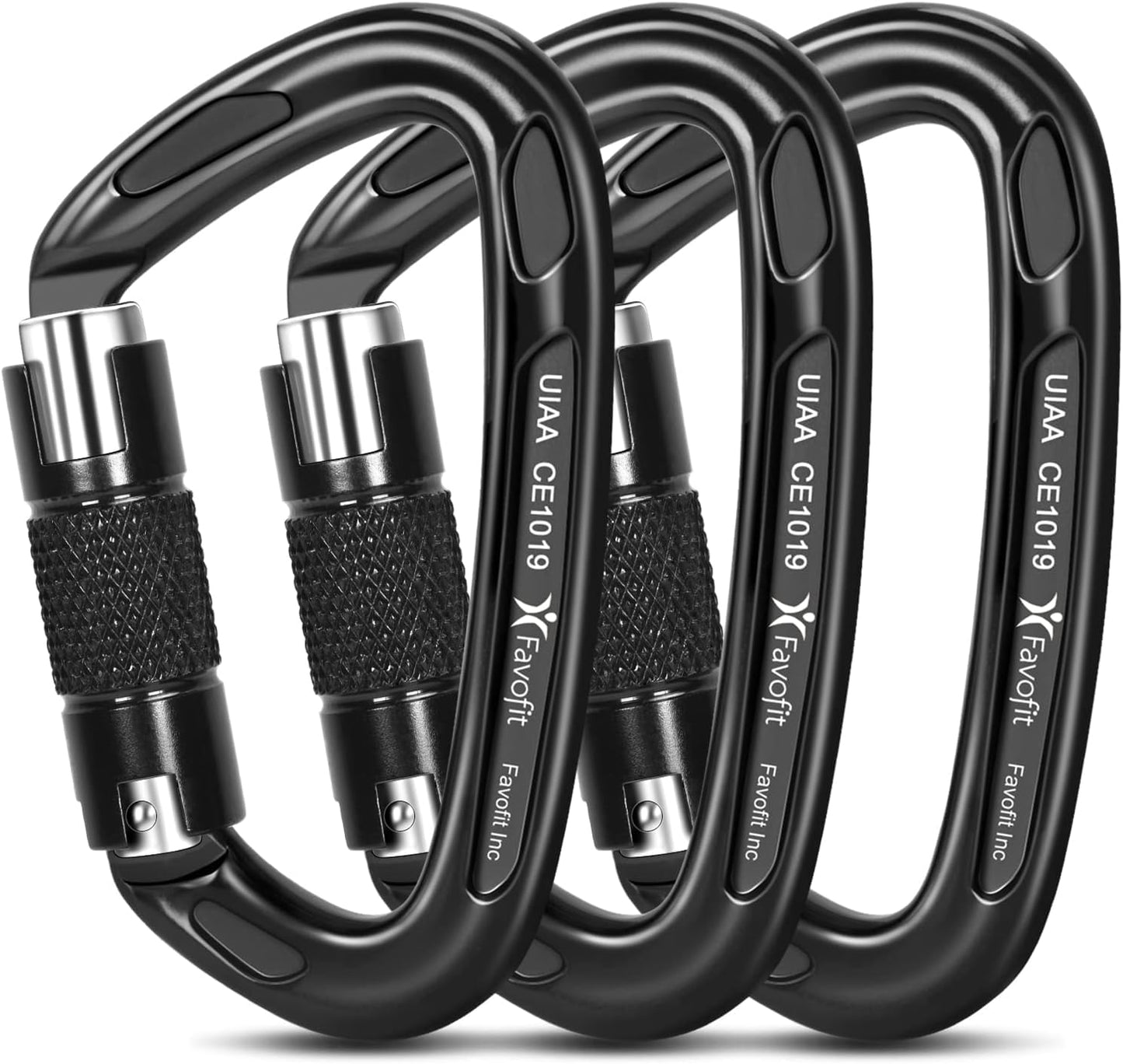 Favofit Heavy Duty Locking Climbing Carabiner 25KN UIAA Certified Safety Carabiner Clip for Arborist - 3.9'' Large Rock Climbing Hook for Hammock Rappelling Hunting