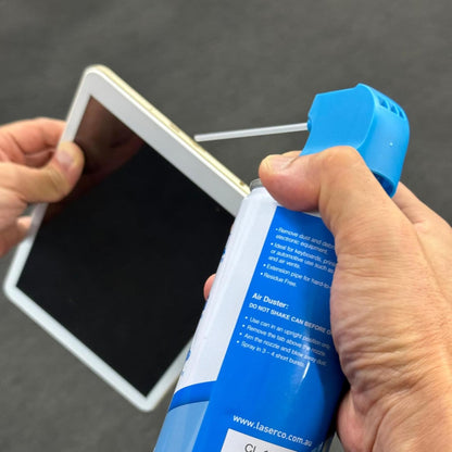 Laser Compressed Air Duster Spray 400ml with Air Blower Extension Tube - Cleaning Kit for Keyboard, Computer Monitor Vents, TV Edges, Printer, Laptop, Desktop PC, Digital Camera