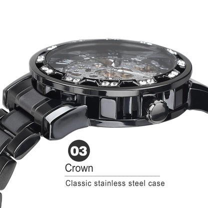 FORSINING Retro Steampunk Skeleton Automatic Diamond Royal Carving Men's Watches Elegant Mechanical Wrist Watch Neutral Clock