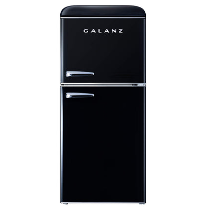Galanz GLR40TBKER Retro Compact Refrigerator, Mini Fridge with Dual Doors, Adjustable Mechanical Thermostat with Freezer, 4.0 Cu Ft, Black