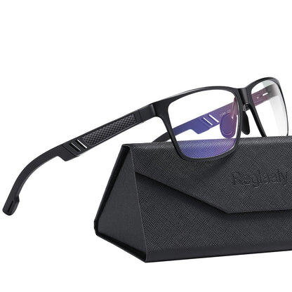 Reglaaly Blue-Light-Blocking-Glasses Men/Women Gaming Glasses Computer Screen Eyeglasses Metal Frame （black）