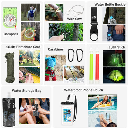 235Pcs Emergency Survival Kit and First Aid Kit Professional Gear Tool with IFAK Molle System Compatible Bag, Gift for Men Camping Outdoor Adventure Boat Hunting Hiking & Earthquake (Black)