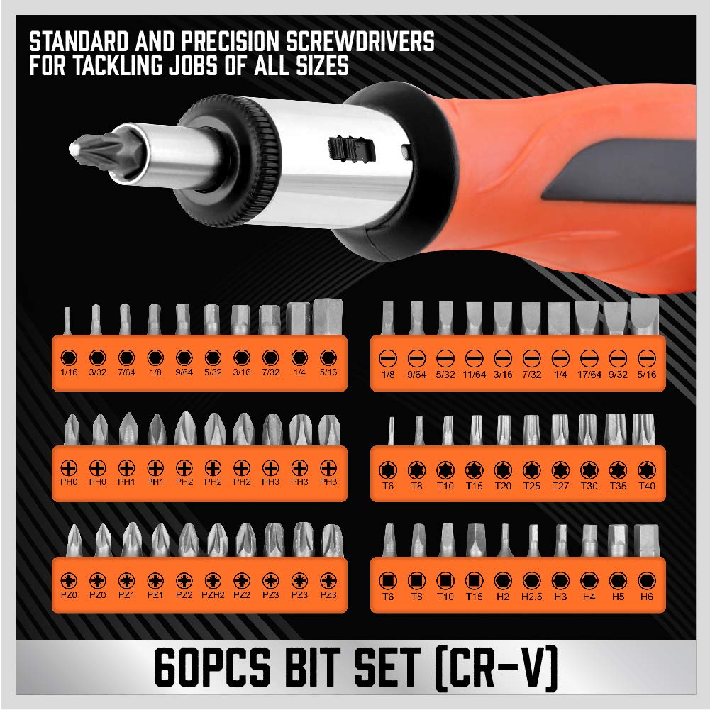 124-Piece Magnetic Screwdriver Set with Plastic Racking, Precision Screwdrivers, Magnetizer, Demagnetizer, Allen Keys, Nut Drivers, Ratchet Handles, Sockets & More - DIY Tools for Men, Tools Gift