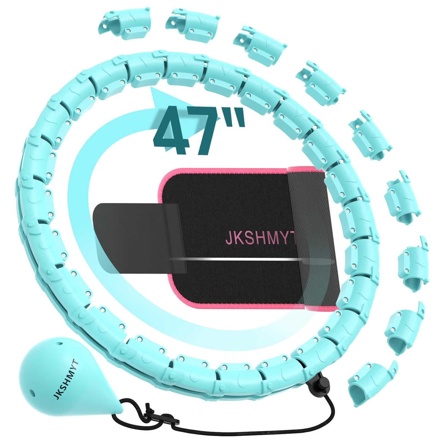 JKSHMYT Smart Weighted Fit Hoop Plus Size for Adults Weight Loss, Hula Circle-2 in 1 Infinity Fitness Hoop, 24 Links Detachable & Size Adjustable, with Waist Trainer for Women