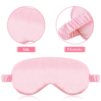 2 Pack Sleep Mask Silk Eye Mask Cover for Sleeping, Soft Satin Blindfold with Elastic Strap, Comfortable Night Sleeping Mask for Women Men (Black, Pink)