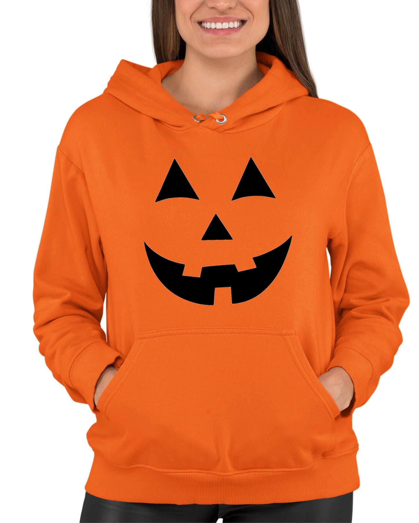 Go All Out Large Orange Mens Jack O Lantern Pumpkin Face Halloween Funny Sweatshirt Hoodie