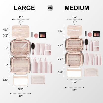 Everfun Hanging Travel Toiletry Bag for Women Traveling With Leakproof Compartment Makeup Cosmetic Organizer Dopp Kit Travel Accessories Essentials Must Have