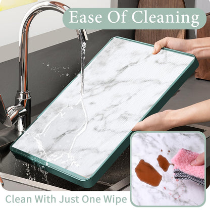 2-Layer Drawer and Shelf Liner for Kitchen Cabinet: 12 in X 20 Ft Non Slip Waterproof Shelf Paper Non Adhesive Refrigerator Liners White Marble Easy Liners for Bathroom with Knife Tape Measure