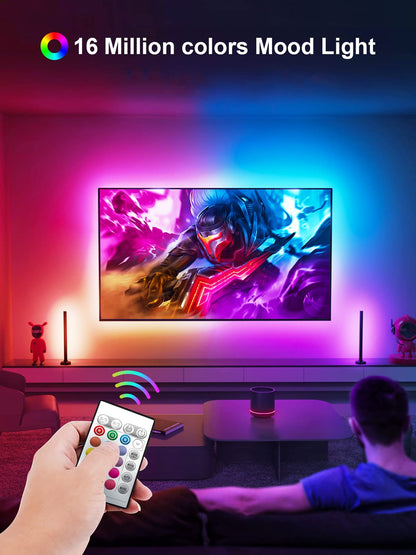 KANTUTOE LED Lights for TV, 16.4ft LED Lights for 45-75 Inch TVs, RGB TV Backlight Behind, Music Sync Bluetooth APP & Remote Control Strip Lights USB Powered for Bedroom/Gaming