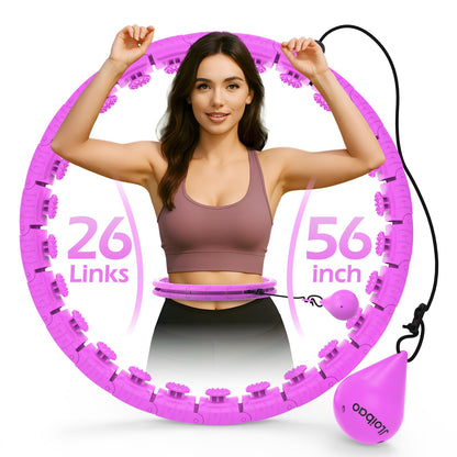 JLoibao Weighted Hula Circle with 26 Links(56 Inch) for Adults Weight Loss, Infinity Fitness Hoop Plus Size, for Women Smart Exercise Equipment
