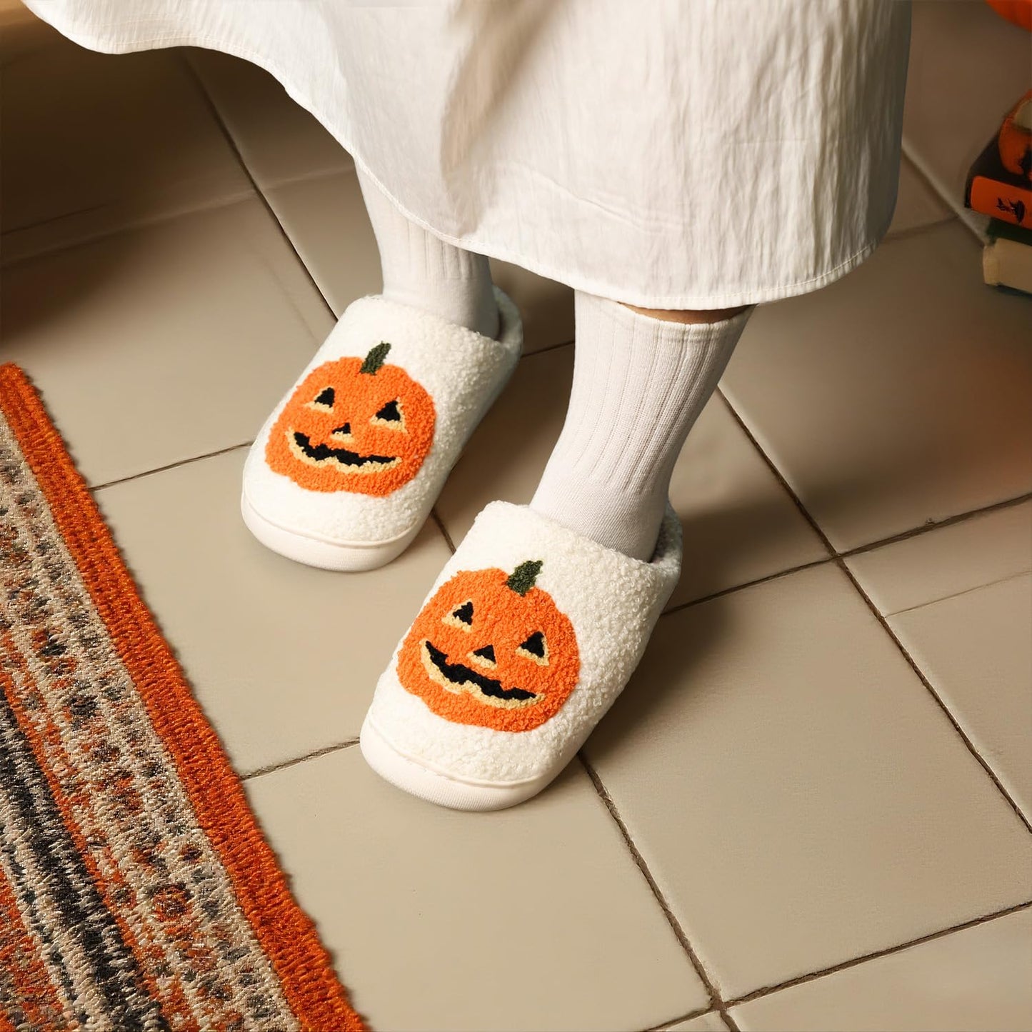 Gaolinci Cute Pumpkin Slippers, Home Cotton Slippers for Women (US 8-9)
