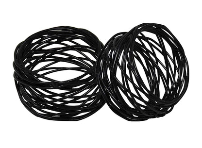 Kaizen Casa Handmade Decorations Black Napkin Rings Set of 12 Metal Mesh for Weddings Dinner Parties or Every Day Use (Black, 12)