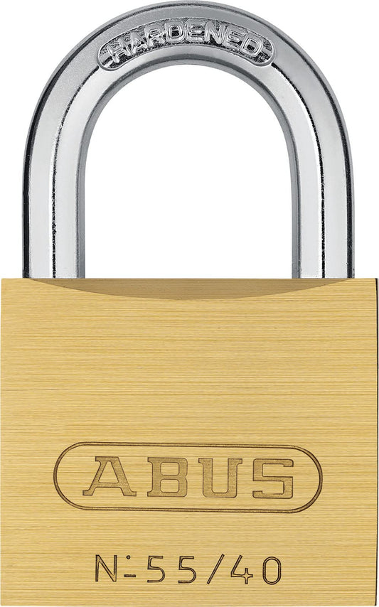 ABUS 55/40 Solid Brass Keyed Padlock with 2 Keys, Hardened Steel Shackle with Anti Corrosion Inner Lock Components, Keyed Different