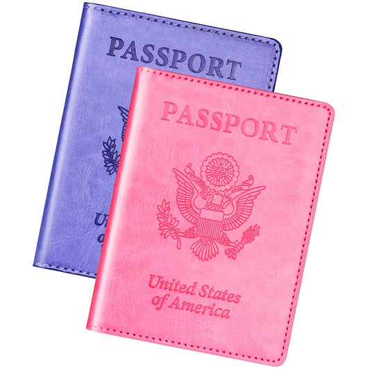 Herain Passport Holder for Travel 2 Pcs, Passport Cover Wallet Case Women Men Family Travel Cruise Ship Essentials, Passport Book Holders Travel Gifts Vacation Must Haves