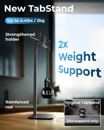 COOPER TabStand Height Adjustable iPad Stand for Desk, Heavy-Duty 7-17" Tablet Holder & Portable Monitor Stand | 4.4lb Holding Strength | iPad Holder for Pro, Air, Mini, Kindle (Night Black)