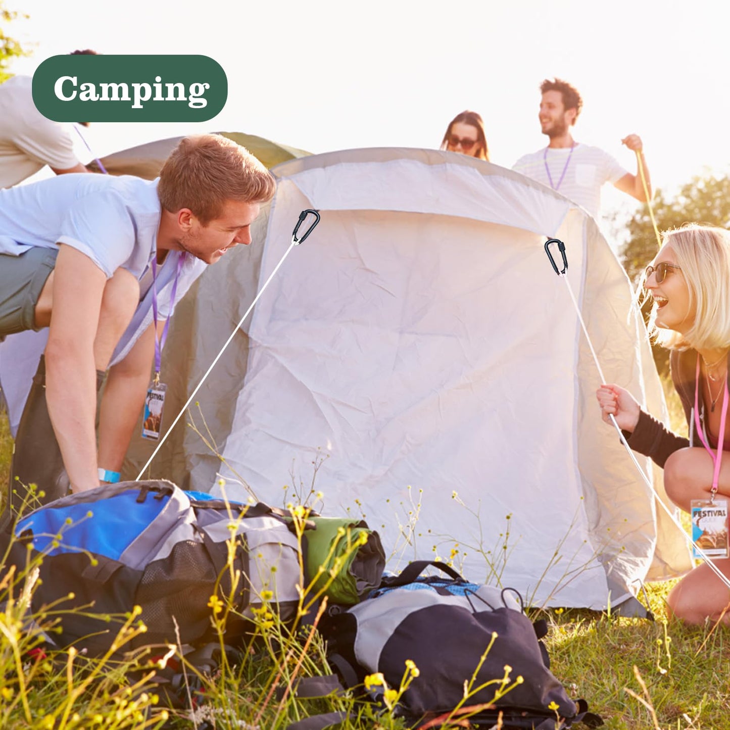 Craebuer 8 Pack Carabiner, 2 inch D-Ring Locking Carabiner Clip, Snap Hook Sport Accessories for Outdoor Camping Hiking