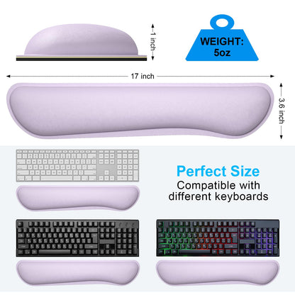 Dapesuom Enlarge Keyboard Wrist Rest, Cute Memory Foam Keyboard Wrist Cushion for Computer Desk Mats Support, Typing Pain Relief Ergonomic Mouse Pad Rests with Non-Slip Base for Gaming, Laptop, Purple